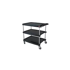 Metro myCart Three Tier Utility Cart with Chrome Posts, Black(MY2030-34BL)