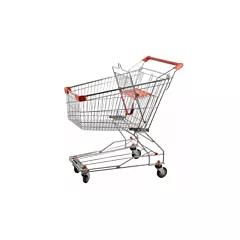 Nella Shopping Cart with Zinc / Chrome Finish & Red Plastic Handles