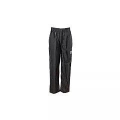 Chef Revival Chef Pants, Black/White Pin-Stripe, Large