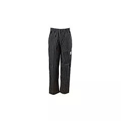 Chef Revival Chef Pants, Black/White Pin-Stripe, Medium