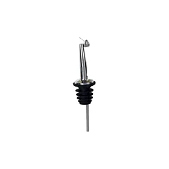 Winco Metal Pourer with Tapered Spout & Hinged Cap, Black Plastic Stopper