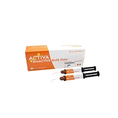 Pulpdent ACTIVA BioACTIVE Bulk Flow Twin Pack Kit: 10gm (2x5g/3ml Syringes) + 20 Automix tips, Universal  shade (ShadeFusion)