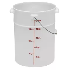 Cambro PWB22, 22 Qt Pail with Bail, White 6 /Case