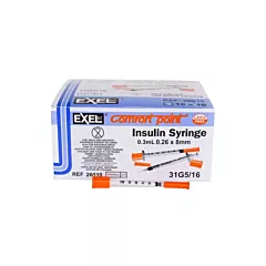Exel Syringe & Needle Combo, Lo-Dose Insulin Syringe, 3/10cc, 31Gx5/16