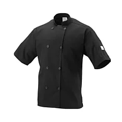 Mercer Culinary Short Sleeve Chef Jacket with Mesh Back, X-Small, Black