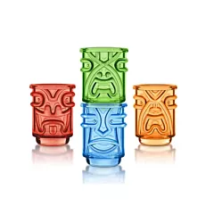 Final Touch  Tiki Shot Glasses - Coloured - Set of 4