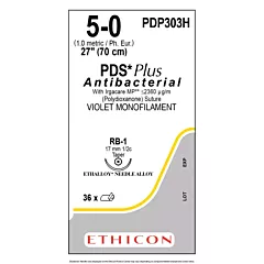 J&J Ethicon Suture PDP303H PDS Plus, Violet, 5-0, RB-1,  27