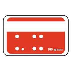 Rainbow Sign Deli Price Sign with 100 Gram Label, Red & White