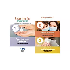 Respiratory Etiquette Sign #4 - Stop The Flu (English & French) Horizontal