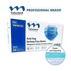Valuemed Professional Anti-Fog Earloop Face Mask Level 3, 50/Box