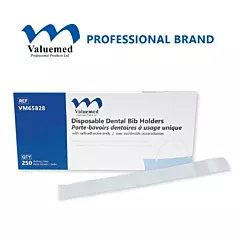 Porte-bavoirs dentaires jetables professionnels Valuemed ​​avec extrémités autoadhésives, boîte de 250