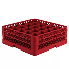 Vollrath Glass Rack with 25 Compartments & 2 Extenders - Red
