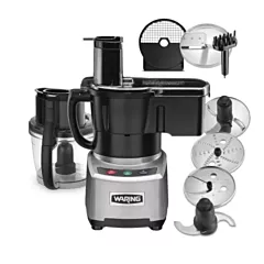 Waring 4 Qt Dice Combination Food Processor Continuous Feed & 4 Discs, Clear Bowl, One Speed, 2 HP(WFP16SCD)
