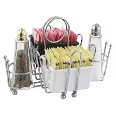 Winco Cruet Rack For Salt / Pepper Shakers & Sugar Packets, Chrome Plated