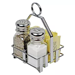 Winco Cruet Rack For Salt / Pepper Shakers & Sugar Packets, Chrome Plated