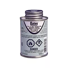 Oatey Ciment de transition ABS à PVC, 473 ml, Canette à brosse, Blanc (31530)