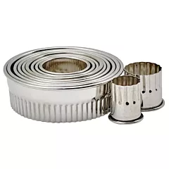 Winco 11 Piece Fluted Round Cookie Cutter Set, Stainless Steel(CST-12)