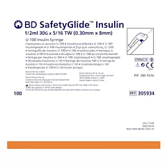 BD SafetyGlide Insulin Syringe/Needle Combo 0.5cc 30g x 5/16