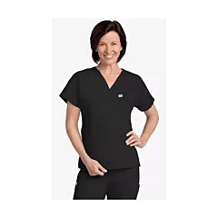 606T MOBB Unisex V-Neck Scrub Top (Women's View)-Black-L