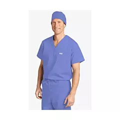 606T MOBB Unisex V-Neck Scrub Top (Men's View)-XL-Ceil Blue