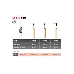 Coltene Alpen Carbide Fine Finishing 30 Bladed Bur Egg #CF379 FG/314, 5/pkg 
