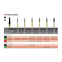 Coltene Alpen Multilayer Diamond Bur Flat End Taper #847 FG/314, 5/pkg 