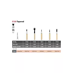 Alpen Carbide Burs Trim & Finish Tapered C133 FG/314, 5/pkg 
