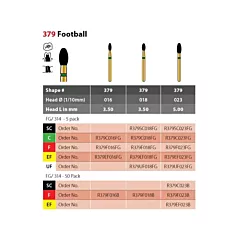 Coltene Alpen Multilayer Diamond Burs Football #379 FG/314, 5/pkg 