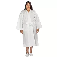 Merit Collection 100% Cotton Waffle Bathrobe 300 GSM - White - One Size