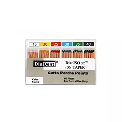 DiaDent Gutta Percha Points Dia-ISO GT 0.6 Taper Non Marked Spill Proof #40, 60/box (VMDIA-116-608)