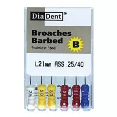 DiaDent Barbed Broaches Stainless Steel 21mm 6/pkg (VMDIA-504-0XX)