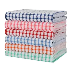 Torchons de cuisine | Taille 14x 14 | Couleurs assorties | Paquet de 12