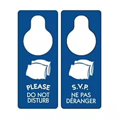 Panneau de suspension de porte Ne pas déranger, bilingue pour hôtel, bleu, 100/boîte