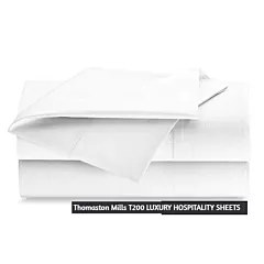 Thomaston Mills USA 200 Thread Count 60/40 Cotton/Polyester Percale Hospitality Flat Sheets - 6/Pkg