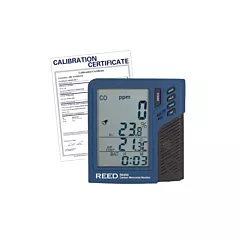 Reed Instruments Carbon Monoxide Monitor with Temperature & Humidity (includes ISO Certificate), 0 - 999 ppm, 10 ppm ± (R9450-NIST)