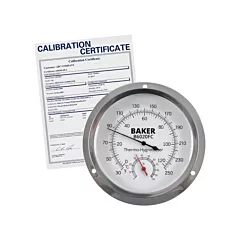 Baker Dial Thermo-Hygrometer with ISO Certificate, 0% - 100% RH, 30 - 250°F (0 - 120°C) (B6020FC-NIST)