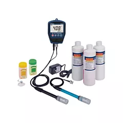 Reed Instruments R3525 pH/mV Meter with ORP Electrode, pH/Conductivity Solutions & Power Adapter Kit, Hand Held, 0 - 14 pH, Not Data Logging (R3525-KIT3)