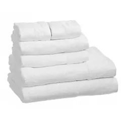 Immerse Luxury Hospitality Dobby Border Bath Towels - Premium 86/14 Cotton/Polyester Blend in Classic White