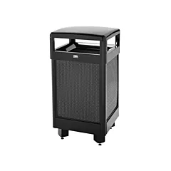 Rubbermaid Aspen Hinged-Top Waste Receptacle, 38 US gal., Steel (FGR38HT500PL)