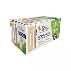 Couteaux en bois emballés individuellement, 6,25