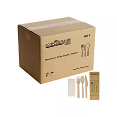 Globe Ensemble d'ustensiles en bois dans un sac en papier (6051)