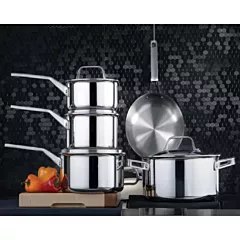 Meyer ProClad 10-Piece 5-Ply Cookware Set, Stainless Steel
