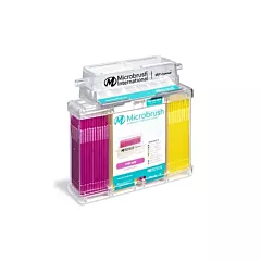 Micro-brouche (MBPF400-KIT) Plus Kit de distributeur d'applicateurs Fine rose/jaune, distributeur avec 400 applicateurs