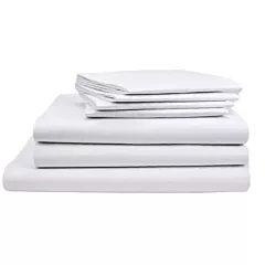 Merit Collection T260 Hospitality Luxury Percale King Flat Sheets - 60/40 Cotton/Polyester Blend| Color 1cm Tone on Tone Stripe White |Size 120x120 |6 /Pack