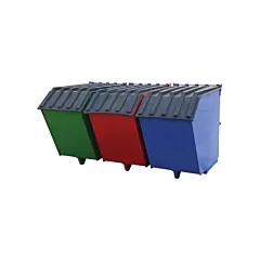 Vestil Triple-Bin Recycling Hopper, 1-1/2 cu.yd., 8 ga., Steel, Green, Red and Blue (ENVIR-BIN)
