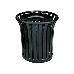 Rubbermaid Americana Series Open-Top Waste Receptacle, 36 US gal., Steel (FGMT32PLBK)