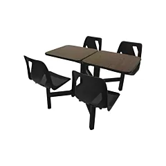 Rodo Industries Inc. Ensemble aggloméré de quatre sièges à double dessus, Noir (DS4FDT-BL)