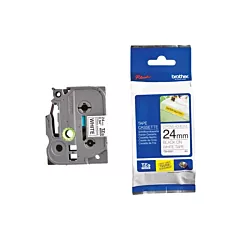 Brother Ruban industriel laminé, 13', 24 mm, Noir sur blanc (TZES251)