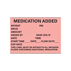 Medication Added IV Labels, Red, 1.75
