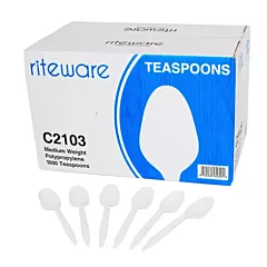 Riteware Medium Weight Plastic Teaspoon White - 1000/Box